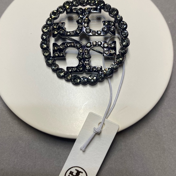 Tory Burch Elegant Black Crystal Brooch - Picture 2 of 2